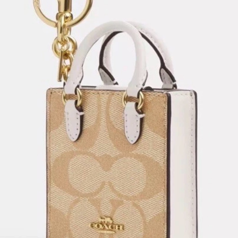 Coach Monogram Mini Tote Keychain NWT - Picture 2 of 8
